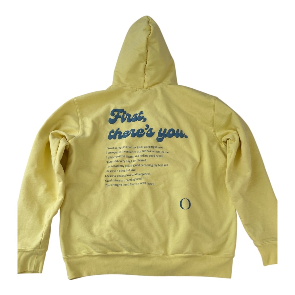 Bond Butter Yellow Emotional Support Hoodie size L Heavyweight Cotton Oversized
